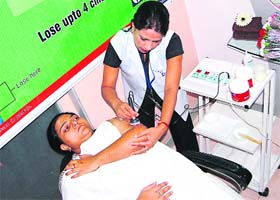 A woman gets slimming treatment at a VLCC centre in Ludhiana