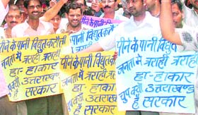 Social activists and residents protest against water shortage in Haridwar