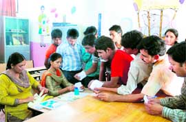 Class XI students with their forms on the last day of submission at Government Model School, Sector 10, in Chandigarh on Friday.