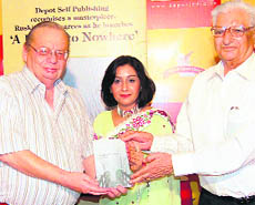 Ruskin Bond launches Mona Vermas debut fiction book   in Haridwar on Friday.