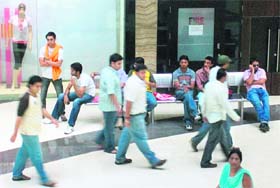 Youngsters in a mall to beat the heat