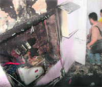 The junction box of Australian and Canadian immigration consultancy firm in Sector 35-A, Chandigarh, that caught fire on Saturday.