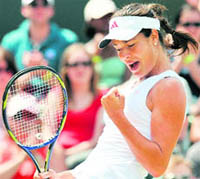 Ana Ivanovic celebrates a point against Samantha Stosur during their third round match on Saturday.