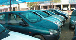 Used cars up for sale at the Car Bazaar in Malout under Muktsar district. 
