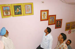 Paintings displayed in the corridors of the district collectorate in Hanumangarh. 