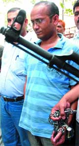 Kanglei Yawol Kanna Lup of Manipur is produced before media in New Delhi on Sunday.
