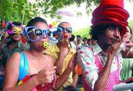 Gays and lesbians participate in the 'Delhi Queer Pride 09' parade at Barakhamba Road 
