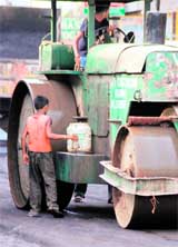 A child labourer at work in Karnal on Sunday.
