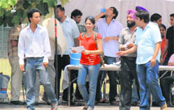 Students after submiting forms at Panjab University, Chandigarh.