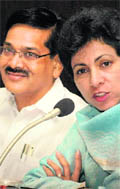 Union Tourism and Housing and Urban Poverty Alleviation Minister Selja at a press conference in Chandigarh on Monday.