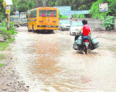 A waterlogged street in Haridwar on Monday.