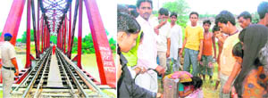 (Left) The Lal Pull railway bridge at Jwalapur area in Haridwar; and Jubaida, the girl who was injured in the incident.