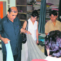 Tajik ambassador to India Saidov Saidbeg visits a handloom unit in Panipat.