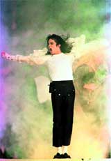 A file photo of Michael Jackson shows him performing during the halftime show at the NFLs Super Bowl XXVII in Pasadena, California, on January 31, 1993.