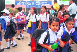 Students of Kendriya Vidyalaya’s attended the school for half day on Tuesday, the KV schools will now re-open on Monday following the UT administration’s orders