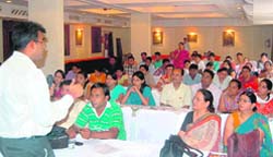 Dr. Aman singh, NACO expert, at AIDS workshop for NGOs at Dehradun