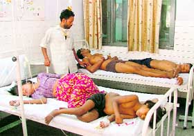 Victims at the Civil Hospital in Ludhiana on Tuesday.