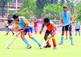 Players in action during a hockey match in Ludhiana on Tuesday.