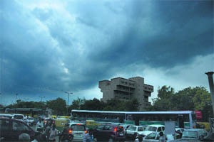 The sky remained cloudy in New Delhi on Wednesday.