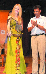 European actor Claudia Ciesla at the inauguration of an LPU department on Wednesday.