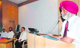 The VC of Baba Farid University of Health Sciences Dr SS Gill, addresses medical teachers in Ludhiana