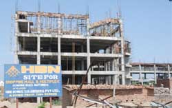 The under-construction mall on the Bathinda-Goniana road that is at the centre of the row between the BMC chief and detractors in his party