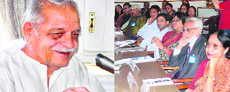 Lyricist Gulzar (left) addressing audience at a seminar at the Indian Institute of Advanced Study in Shimla 