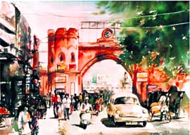 OFF ROADING: Bheem Malhotra captures the grandeur of the Ambassador with Amritsars Hall Bazaar for a backdrop.