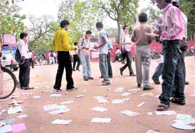 WHO CARES? The littered road outside Government Model Senior Secondary School, Sector 10.