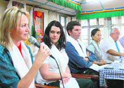 An Australian MP addressing a press conference at Dharamsala 