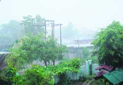 A view of heavy rain and hailstorm in the Palampur