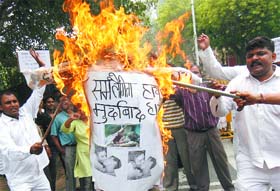 National Panthers Party activists protest against the court ruling to decriminalise gay sex in New Delhi