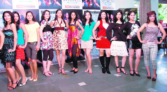 Participants at a beauty contest in Dehradun