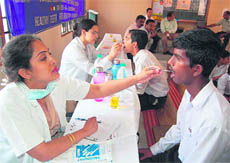 A dental check-up programme in a government school in Hamirpur.