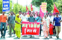 CPI (ML) activists hold a protest rally in Jalandhar 
