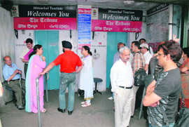 Tourists and local residents faced problems due to nonfunctional lift on the Mall at Shimla on Wednesday. 