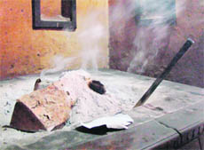 A view of Dhuna (the sacred fire) at Quila Mubarak in Patiala. 
