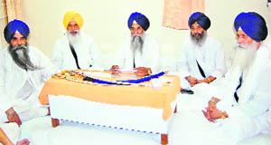 The five Sikh high priests meet at the Akal Takht secretariat in Amritsar on Wednesday.