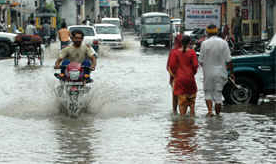 A view of the area near Shaheed Jarnail Singh Chowk in Bathinda after a downpour on Thursday afternoon.