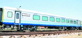 An exterior view of the nano-coated stainless steel AC chair car coach