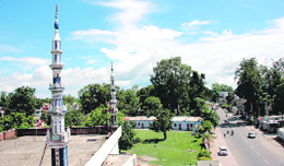 Monsoon clouds gather over the Doon valley as seen from a mosque in Dehradun on Friday.