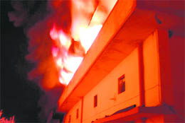 A plastic factory on fire in SIDCUL industrial area in Haridwar on Thursday.