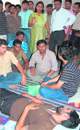 City magistrate Archana Grehawar tries to persuade Kapil Sharma to go for medical treatment in Haridwar on Saturday.