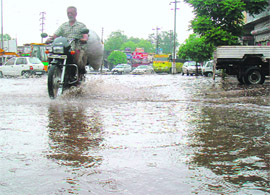 Many roads remained water-logged for hours in Ludhiana on Thursday due to the rains.