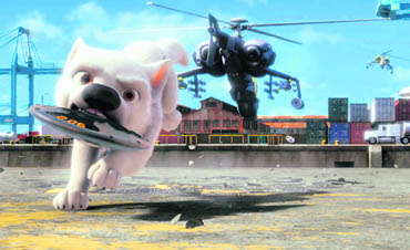 Visually the film is a delight with Bolt involved in car, motorcycle and helicopter chases and missile launchers and an army of soldiers with electrified gloves
