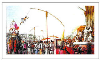 Artists representation of celebrations of Charak Puja festival