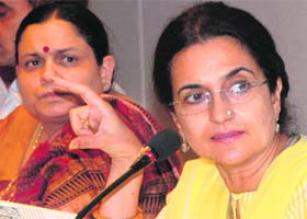 Minister of State for Tourism, Forests, Sports and Youth Affairs and Environment Kiran Choudhry addresses mediapersons at Haryana Niwas in Chandigarh