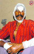 The injured Jagmohan Singh at the district hospital. 