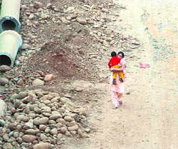 A dug-up road in the BC Road area in Jammu.