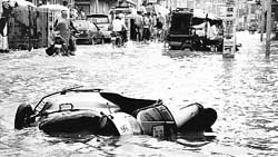 The first downpour of the season in Rohtak city resulted in waterlogging on roads
